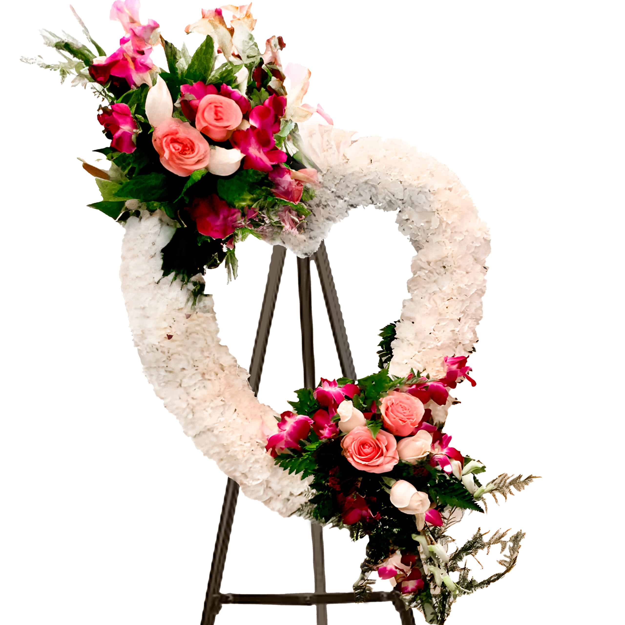 Coração de flores Premium Platina